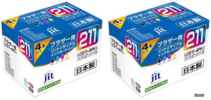 【貨物輸送無料】LC211-4PK 相応う JIT 再利用インキ JIT-B2114P 4色仕かける×2箱