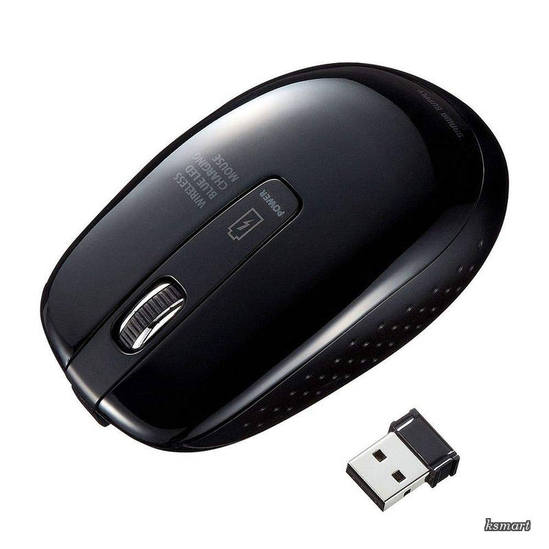 【送料無料】充電式ワイヤレスブルーLEDマウス ブラック MA-WBL118BK 【まとめ買い3個セット】|ksmart