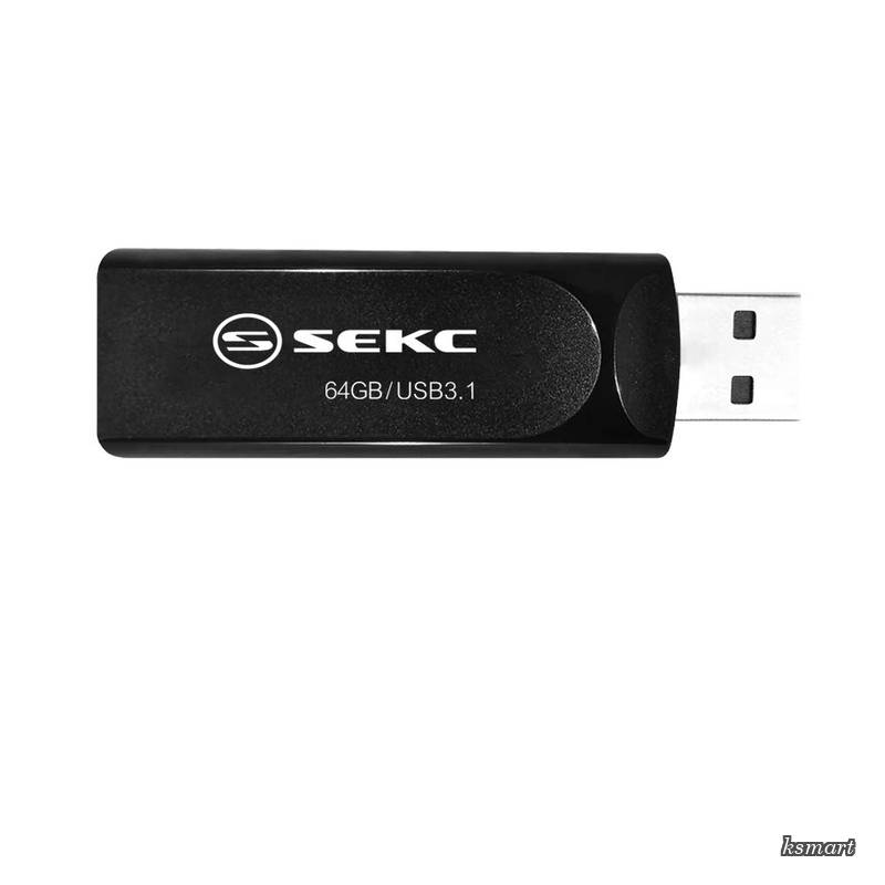 【送料無料】USBメモリ 64GB 高速 USB 3.1対応(Type-A Gen 1) 最大読出速度105MB/s スライド式 ブラック SKD6764G (&times; 6)｜ksmart