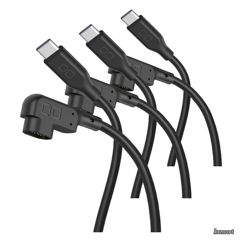 【送料無料】マグネットシリコンケーブル 100W対応 USB Type-C 磁石で脱着 防水規格 IPX5対応 iPhone 17 / 16 / 15 タイプC ケーブル (L字 ブラック 1m) (&times; 3)｜ksmart