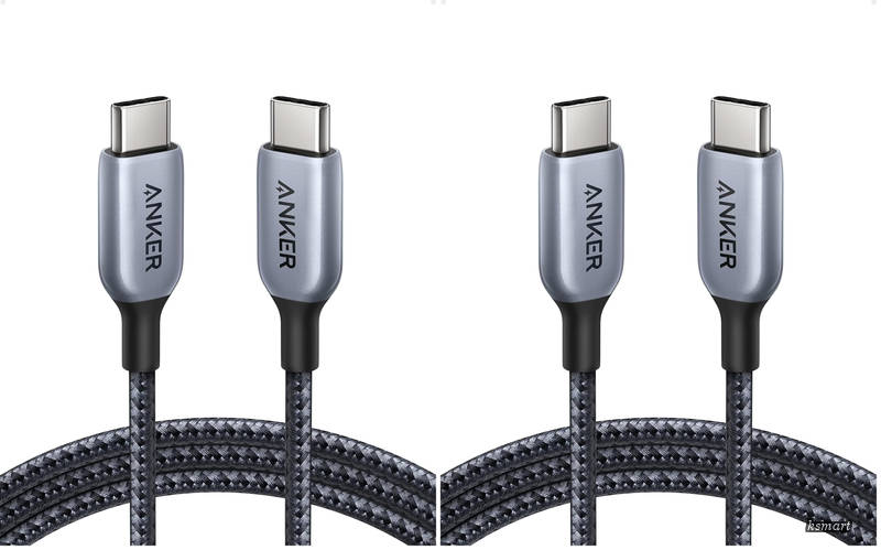 【送料無料】765 高耐久ナイロン USB-C & USB-C ケーブル (240W 1.8m) USB 2.0 USB PD対応 iPhone 16 / 15 MacBook Pro/Air iPad Pro iPad Air 5 Galaxy S24 Pixel LG 対応 (× 2)|ksmart