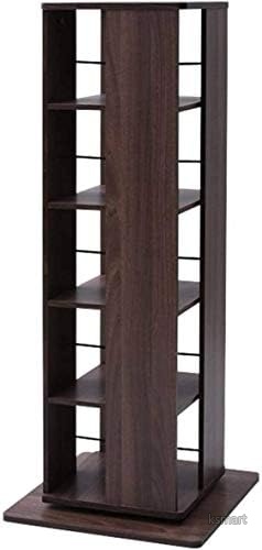 【送料無料】回転本棚 5段 幅45×奥行45×高さ115.5cm 壁付け・角置き可 コンパクト大容量 組立品 ウォルナット|ksmart