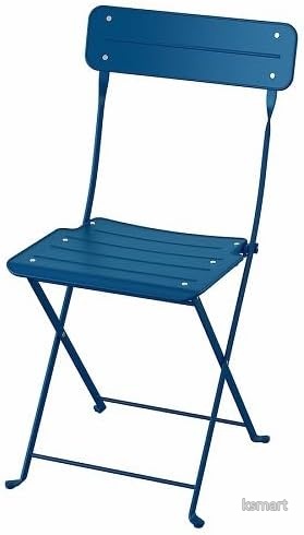 【送料無料】屋外用 折りたたみチェア ダークブルー スチールフレーム 耐荷重110kg コンパクト収納｜ksmart
