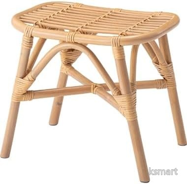 【送料無料】天然ラタン スツール 円形 クッション付き 高さ40cm 直径30cm リゾート北欧風 個性的インテリア｜ksmart