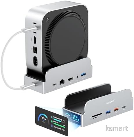 【送料無料】M.2 NVMe SSDケース付き 10ポート拡張ハブ 4K60Hz HDMI USB3.2 10Gbps SD/TFカードリーダー RJ45 高精細スクリーンUI 高速拡張 Mac Mini対応｜ksmart