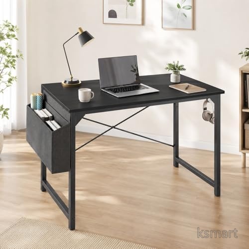 【送料無料】パソコンデスク 幅120cm X型補強フレーム 高安定 収納袋付き 省スペース ワークデスク 在宅ワーク 勉強机 おしゃれ シンプル｜ksmart