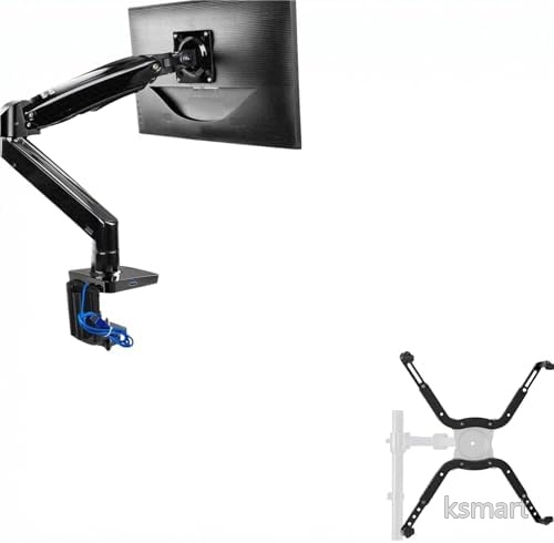 【送料無料】PCモニターアーム マウントホルダーセット 13～49インチ対応 耐荷重2～12kg ガススプリング式 グロメット＆クランプ式 VESA100&times;100 USBケーブル付き 多角度調節 ケーブル収納 高耐久｜ksmart
