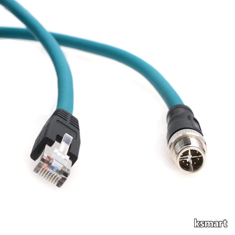 【送料無料】産業用カメラ イーサネット M12 Xタイプ 8ピン オス -RJ45 Cat-7e ハイフレックスケーブル(10M、ブルー)|ksmart