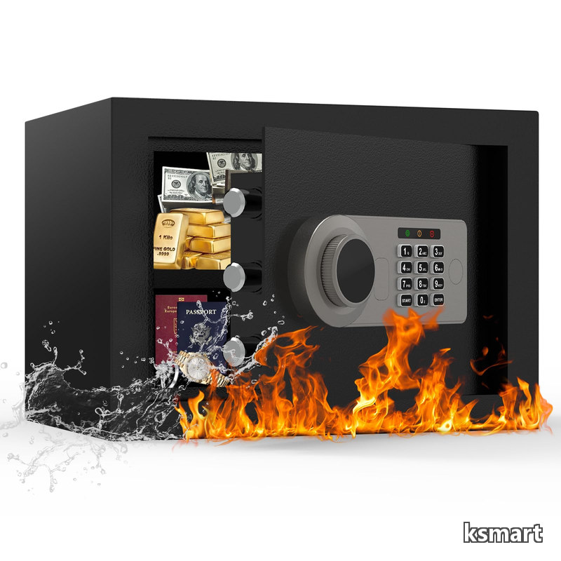 【送料無料】小型 [ 耐火 耐水-22.6L] Diyife 電子式 金庫 家庭用 店舗用 保管庫 業務用 パスワード/キー ロック解除 警報アラーム 緊急キー付き 床?壁に固定可能 現金/宝｜ksmart