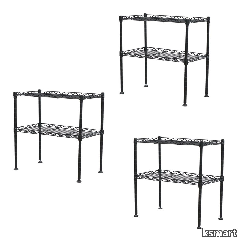 【送料無料】AIS ミニラック2段 3個セット 幅45×奥行25×高さ45cm ブラック KSMN-2D*3 BK|ksmart