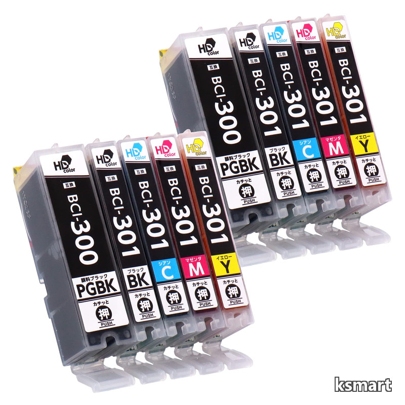 【貨物輸送無料】キヤノン用 BCI-301/300 5MP 5色×2仕かける 取り替えっこインキ えの具/染め料 ＜発色の好いたらしい固定ディスク色合い当てはめる＞ ＜残量さぐり当てる相応う集積回路手当て積み上げる＞ 相応う機種:PIXUS TS7530