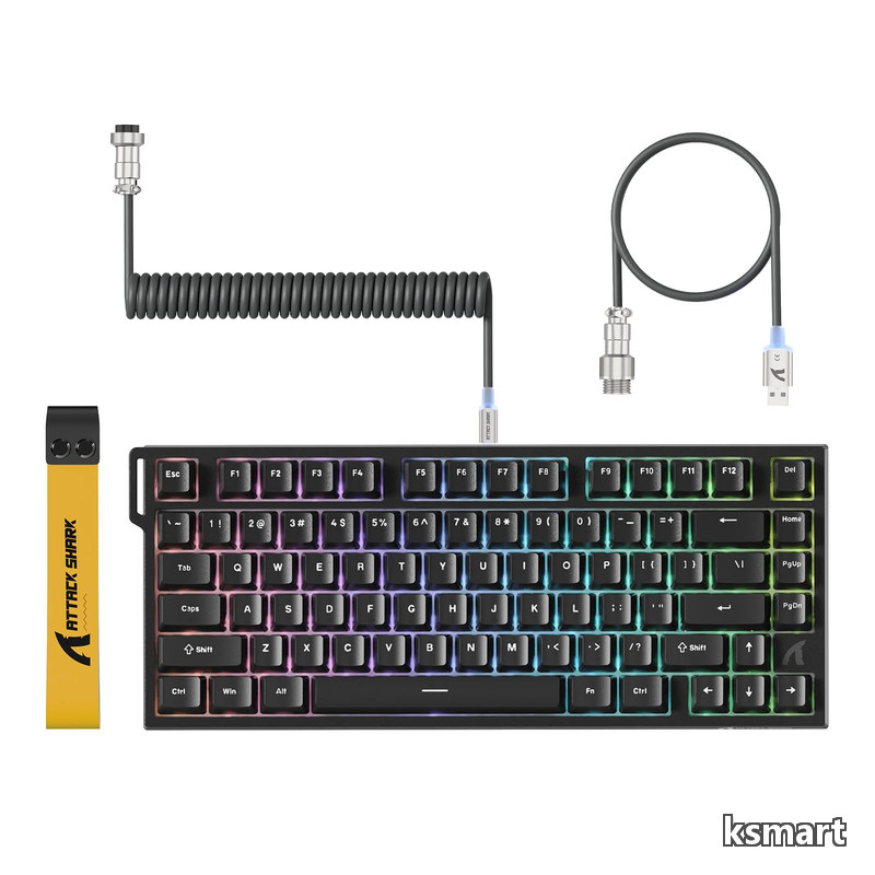 【送料無料】SHARK R82HE ゲーミングキーボード ラピッドトリガー メカニカル有線75% コンパクトRT0.005mm 8000hz RGB バックライトUSB 磁気スイッチキーボード 80キー 0.0｜ksmart