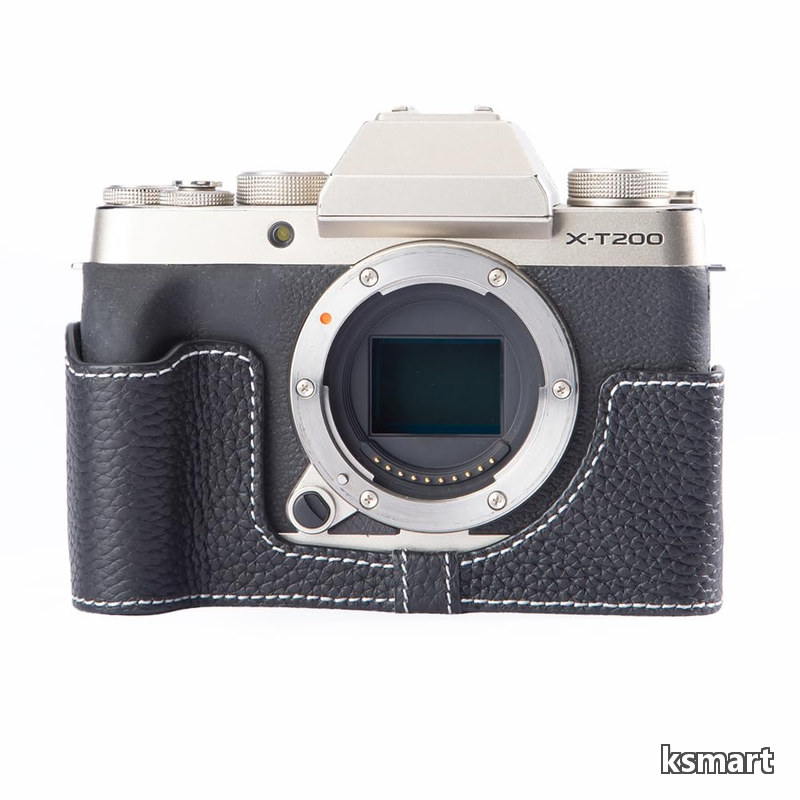 【送料無料】X-T200専用 レトロな本革（牛革）手作りのハーフケース カメラ保護カバー適用Fuji XT200 xt200 ハーフタイプ カメラプロテクトケース 底面開閉 電池交換 三脚｜ksmart 7,816円