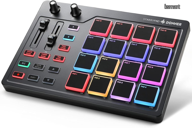 【送料無料】MIDIコントローラー 16パッド USB Type-c 音楽制作 バックライト付き 日本語取扱説明書 STARRYPAD｜ksmart