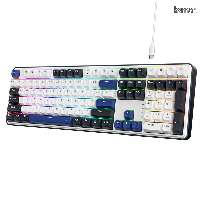 【送料無料】K689 有線ガスケット RGB ゲーミングキーボード 108キー メカニカルキーボード ホットスワップ対応ソケット 3層ノイズ減衰 ミックスカラーキーキャップ カスタ｜ksmart