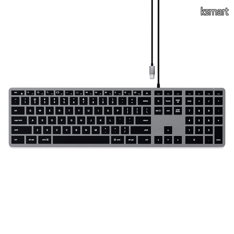 【貨物輸送無料】Satechi Slim W3 有線 バックライトキーボード、テンキー積み上げる、照明手がかり ＆ USB C繋ぎ合わせる、MacBook Air/Pro/Neo、iPad Air/Pro、iPad Mini、Mac Mini、iMac