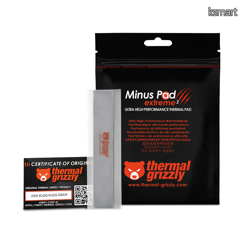 【送料無料】Thermal Grizzly Minus Pad Extreme 2 - 高性能サーマルパッド 120x20x0.5mm (2個) - 優れた熱伝導率、非硬化性 - GPU、SSD、RAM、ゲーム機に最適｜ksmart