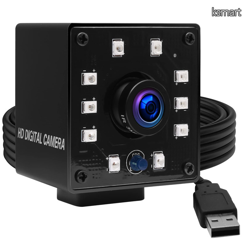 【送料無料】ELP 夜間視力 USBカメラ 高速 100FPS ウェブカメラ 200万画素 1080P Webかめら 広角 監視 PCカメラ CMOS OV2710 防犯Webカメラ 自動暗視機能防塵屋内 Lightburn Camera｜ksmart