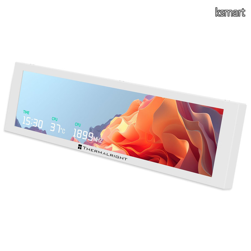 【送料無料】Thermalright Trofeo Vision 9.16 LCD ホワイト 9.16インチ マグネット式IPSディスプレイ、解像度1920&times;480、筐体表面に磁力で吸着、DIY用画像・動画表示｜ksmart