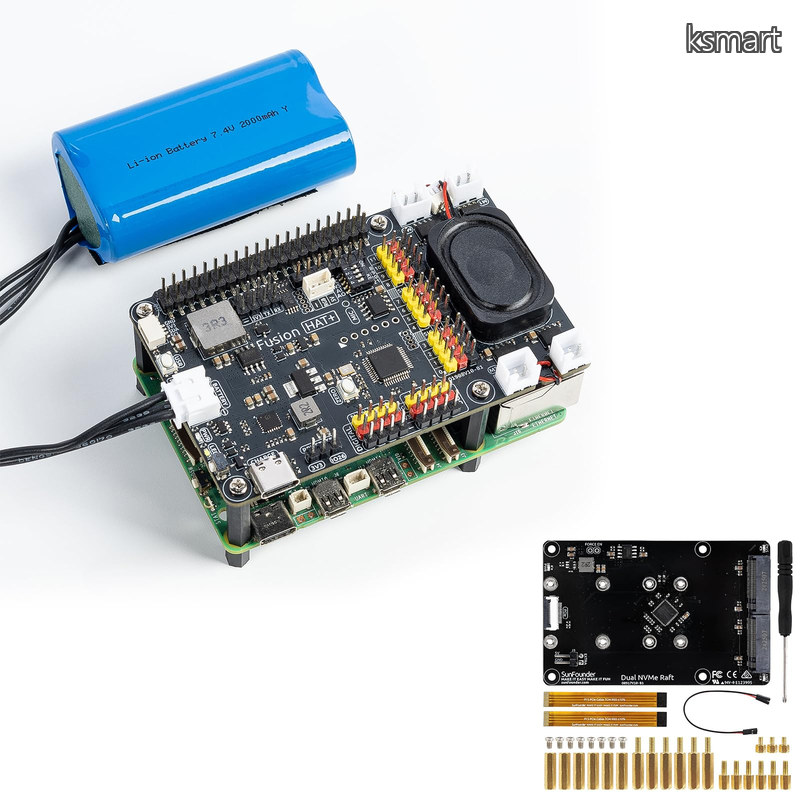 【貨物輸送無料】Fusion HAT+ 押しひろげるゲーム盤 Raspberry Pi 5/4/3B+/Zero 2W相応う+Raspberry Pi 5 用 Dual NVMe Raft