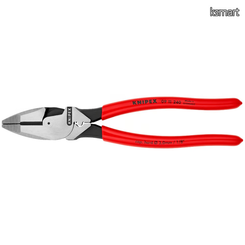 【送料無料】KNIPEX 架線工事用強力ペンチ(圧着付) 0911-240｜ksmart 8,723円