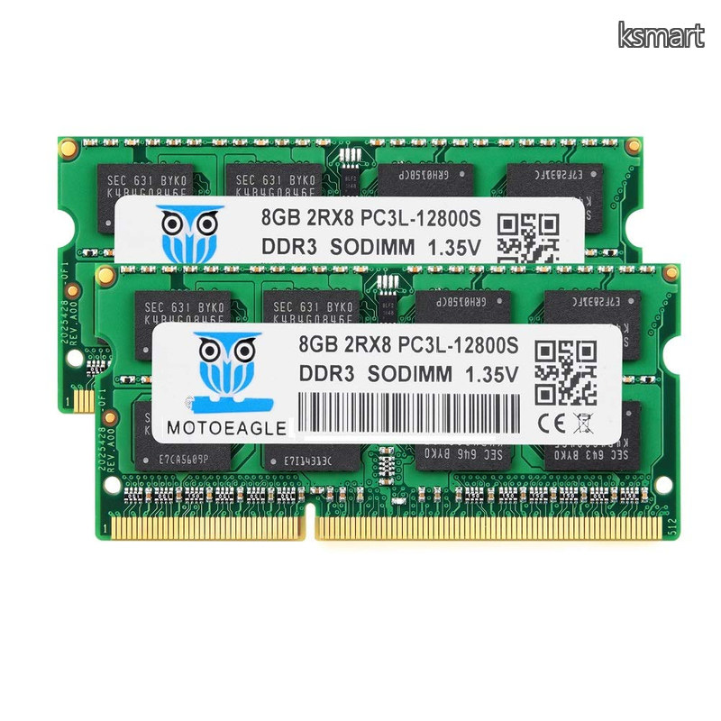 【送料無料】ノートPC用メモリDDR3L 1600 MHz 16GB Kit PC3L-12800 8GB&times;2枚組 SO-DIMM 電圧 1.35V/1.5V 204Pin CL11 Non-ECC Mac 対応｜ksmart