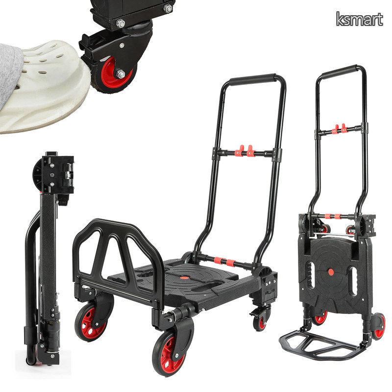 【貨物輸送無料】折りたたみ 耐荷重 150kg 2WAY 4 輪 2 輪うつり変わり 打ちきり付き添い人 静音キャスター 軽さ 7.70kg 精神的な統合不必要 パウダーコンパクト納める 持っていく手押し車(L)