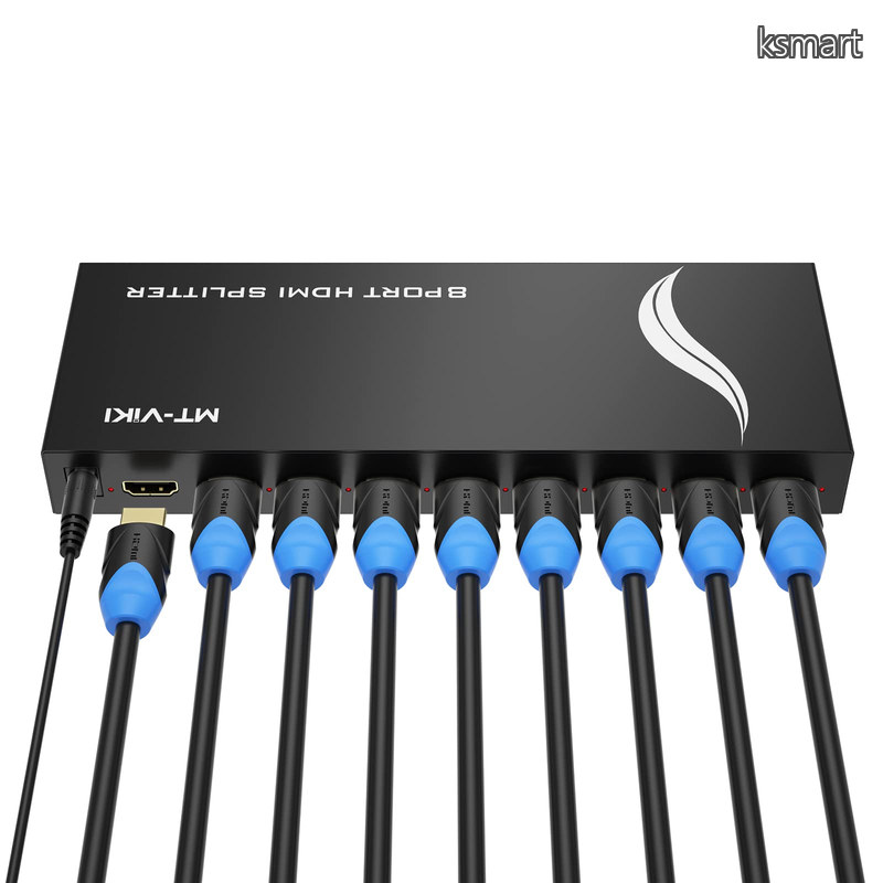 【送料無料】HDMI 分配器 1入力8出力 HDMIスプリッター 4K@30Hz 3D HDCP EDID対応 8画面同時出力 セルフパワー 日本仕様アダプターと日本語説明書付き 監視カメラ 会議室｜ksmart