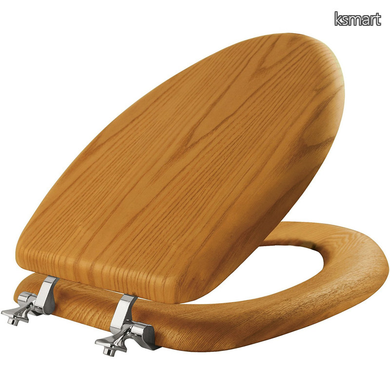 【送料無料】Elongated Toilet Seat Elongated Oak Chrome Hinges by Ace Trading-Bemis 2 [並行輸入品]｜ksmart 10,626円