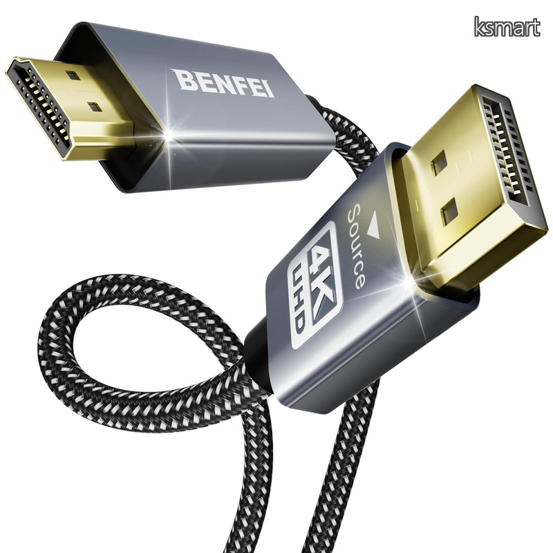 【貨物輸送無料】5個 4K DisplayPort - HDMI 1.8m 有線テレビ [軽銀 堅甲、ナイロン編組]、単道のり DP 1.2 電子計算機 to HDMI 1.4 映写幕 有線テレビ