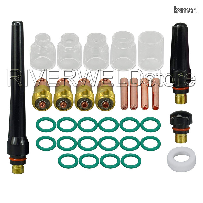 【貨物輸送無料】TIG スタビー 屁っ放り水晶体 コレットボディ \u0026 #5#6#7#8#10 パイレックスカップ 一揃いの道具 For DB SR WP 17 18 26 TIG 懐中電燈 溶接付属品 33個
