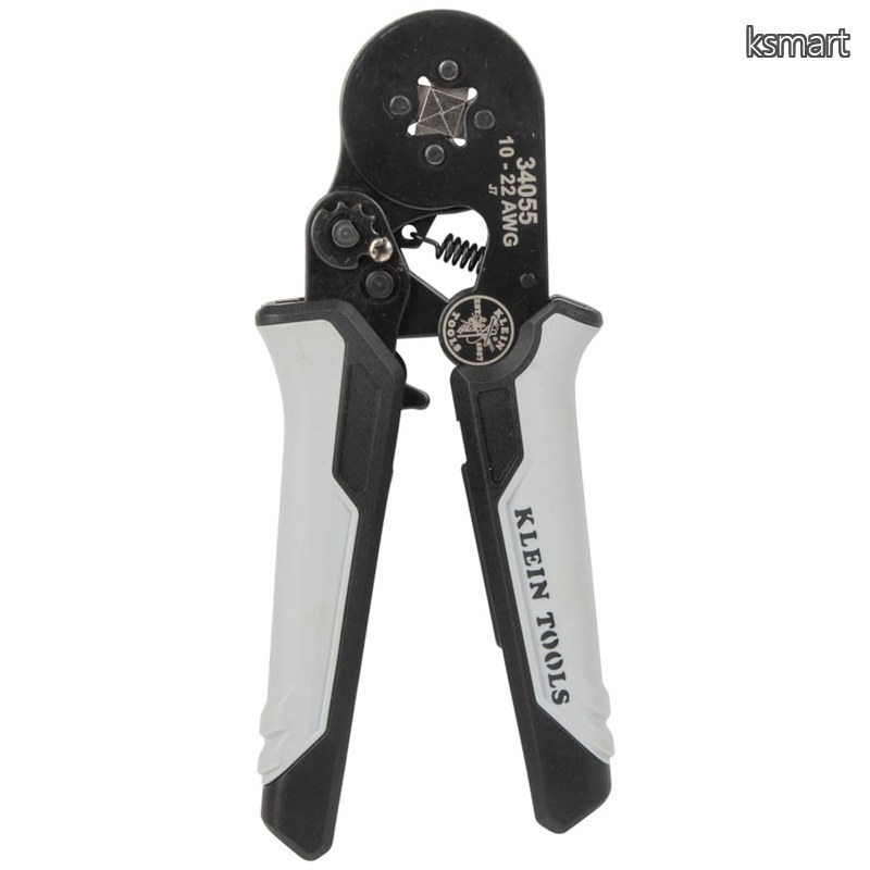 【送料無料】Tools 34055 フェルール圧着工具 角型クリンパープライヤー 10~22AWGワイヤー端子用 調節可能なラチェット内蔵 電気工事用｜ksmart