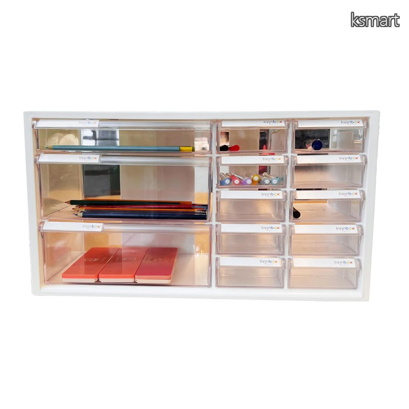 【送料無料】パーツキャビネット 大容量 小物入れ 13 引き出し 卓上収納ボックス 文房具収納 プラモデル 電子部品 模型工具 画材 収納ケース レジン 着色剤 マーカーペン｜ksmart