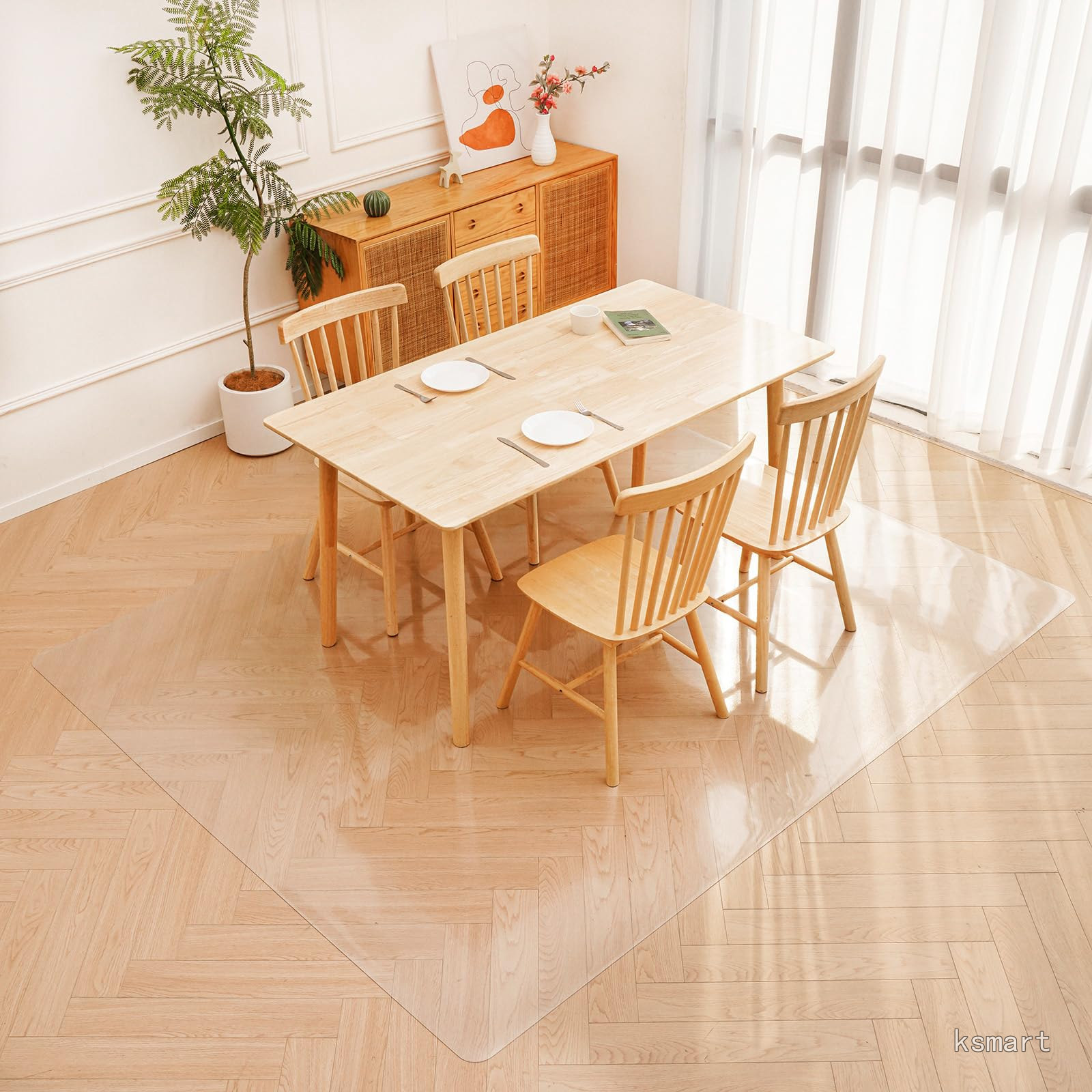 【送料無料】エンボス加工 透明 チェア マット200*250cm 厚さ1.5mm 特大サイズ PVC 床 保護シートクリア ダイニングテーブル 下に敷くマット 机下/椅子/フロア/畳/床暖房対応/オフィス｜ksmart