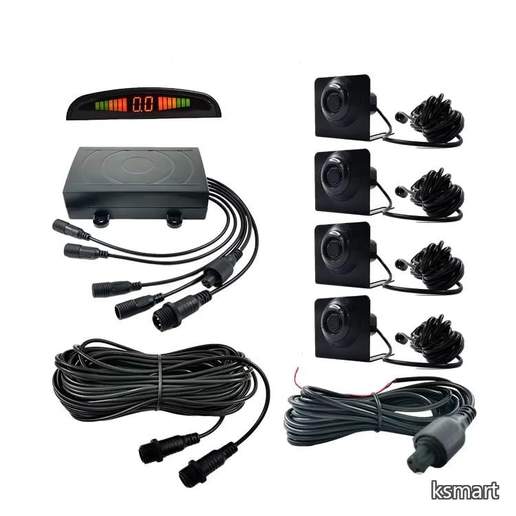 【送料無料】後付け32V-10.5V対応 大型車両向け パーキング アシスト システム(距離表示LEDモニター搭載)超音波センサー4個付き (ビックブラック)|ksmart