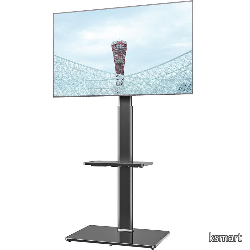 【送料無料】19?43インチフラットスクリーンTV用マウント、100度回転、高さおよび傾斜機能の調節可能、2つの棚)|ksmart