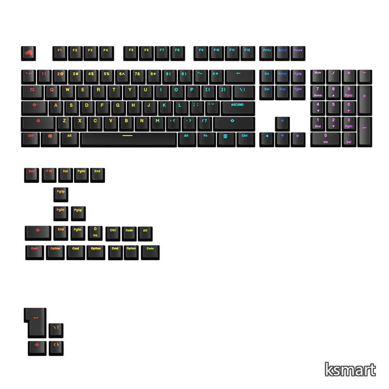 【送料無料】Backlit Keycaps Black - US - Retail GLO-KB-ACC-KC-GPBT-LIT-BLK-US KB0871｜ksmart