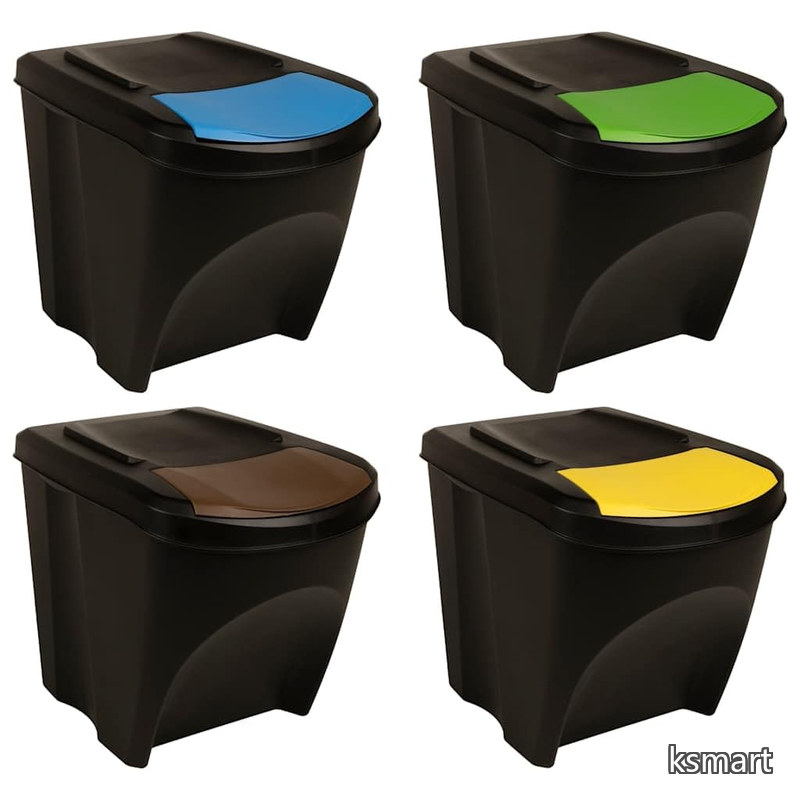 【送料無料】積み重ね可能 ゴミ箱 4点 アントラシート 100L｜ksmart