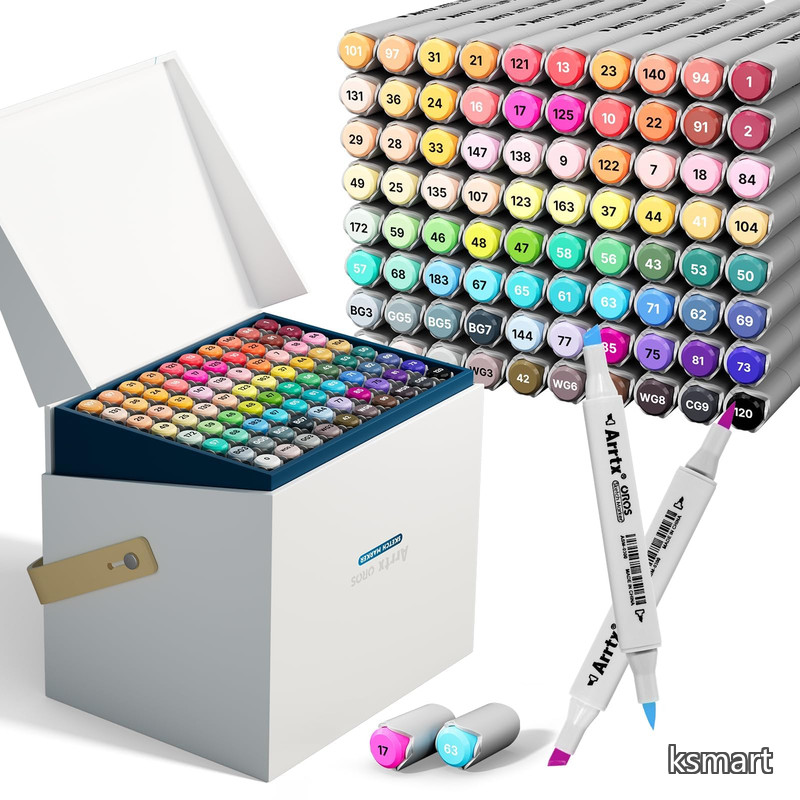 【送料無料】OROS 80色アルコールマーカー ブラシとチゼルチップ 絵画、塗り絵、スケッチ、イラストレーションアルコールベースのマーカー、アーティストペン、ギフトに最適｜ksmart