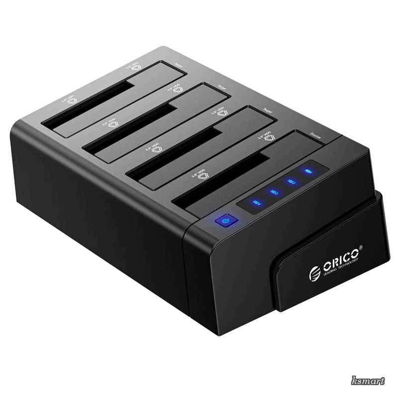 【送料無料】USB3.0 HDDケース クローン機能付き 2.5 / 3.5インチ SATA HDD/SSD 対応 4ベイ ハードディスクケース 工具不要 10TB*4台対応 電源アダプター付 ブラック 6648US3|ksmart