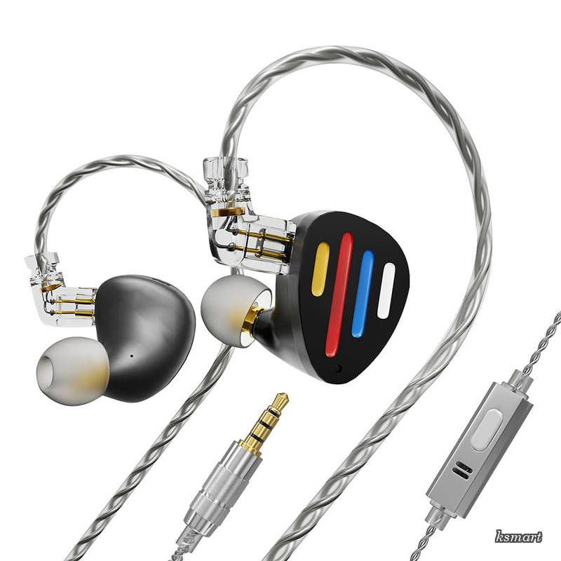【送料無料】ND X12 in Ear Monitor 3段階トーン調整可能なインイヤーヘッドホン、5BA+1DD IEMイヤホン、クリアサウンド＆深みのある低音有線イヤホン、2ピン着脱式ケーブル付属 (ブラック-3.5mm マイク付き)｜ksmart