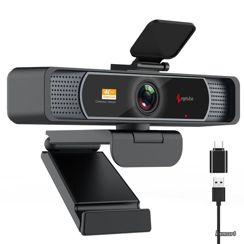 【送料無料】広角 4K ウェブカメラ PC用 - 120°FOV、PDAFオートフォーカス、ノイズキャンセリングマイク2個、1080P@60FPS、自動光補正、USB-A/C、プライバシーカバー、Macノートパソコンおよびデスクトップ用ビデオ会議カメラ|ksmart