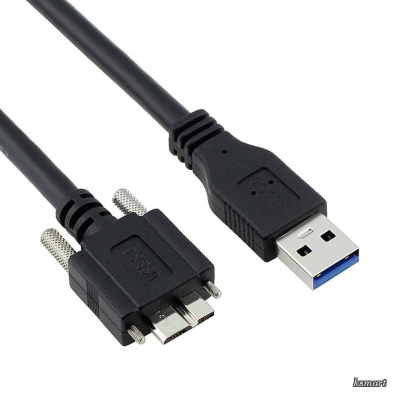 【送料無料】icro USB3.0 シングルスクリューロック USB3.0データ 5Gbps 電源ケーブル VR産業用カメラコンピューター用 (チップセット付き8.0m)｜ksmart