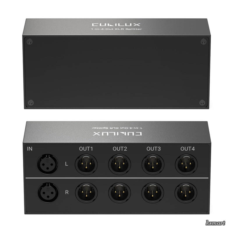 【送料無料】Cubilux 4分岐 XLR ステレオ オーディオ パッシブ スプリッター 1入力(メス)&rarr;4出力(オス) XLR バランス 音声コンバーター 1in4out 4チャンネル スプリッターボックス｜ksmart 8,244円