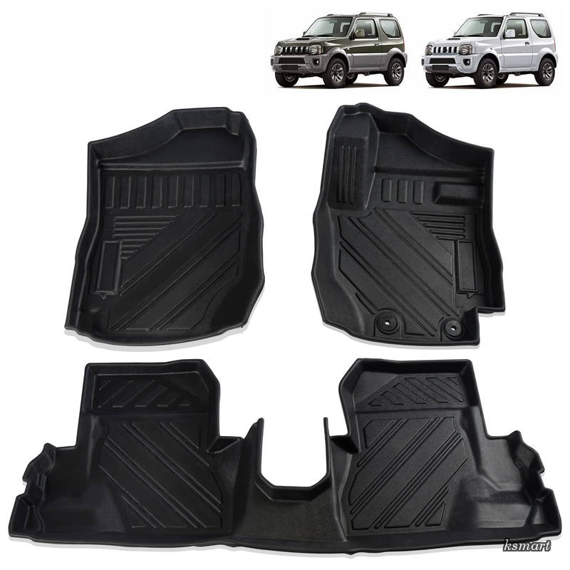 【送料無料】【改善品】フロアマット 新型ジムニー JB64型 JB74型 【AT車】 ラバーマット 3D 防水マット TPE材質 右ハンドル専用 消臭 抗菌 防水 滑り止め 耐汚れ 耐摩擦 内装パーツ 3Pセット ブラック|ksmart