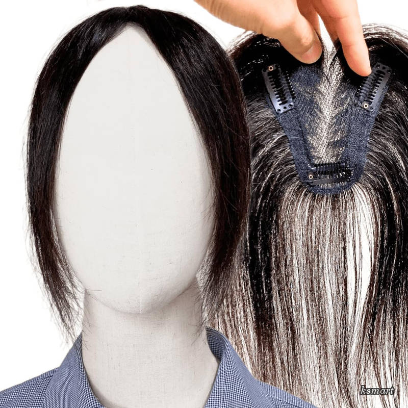 【送料無料】are 部分ウィッグ ヘアピース ポイントウィッグ 女性 レディース 人毛100% かつら 前髪ウィッグ ショート トップピース トップカバー 前髪 つむじ 頭頂部 白髪カバー 医療用 中高年 年配 軽量 自然 メッシュ ミセス 透明 脱毛 薄毛 分け目 ス｜ksmart