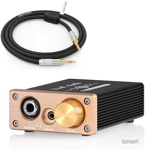【送料無料】高性能 ヘッドホンアンプ バンドルセット クラスA &plusmn;14V昇圧回路 1500mW DC5V駆動 オペアンプ交換可能 3.5mm AUXケーブル 金メッキ 二重シールド 磁気リング付 高純度99.99%銅 入門 強化 セット｜ksmart