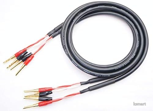 【送料無料】【スピーカーケーブル 2本セット 0.5m 無酸素銅線 金メッキバナナプラグ付き 高音質 オーディオケーブル ホームシアター 愛好家 プレゼント 送料無料】｜ksmart