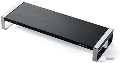 【送料無料】モニター台 USB3.0 3ポート 電源2個口 幅60cm 奥行20.7cm 耐荷重15kg スチール製 ブラック デスク収納 ケーブルクリップ付き 高さ8.9cm｜ksmart