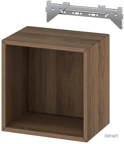 【送料無料】壁取り付けシェルフユニット 35x25x35cm ウォールナット調 棚板1枚5kg パーティクルボード 収納 飾り棚 おしゃれ コンパクト｜ksmart